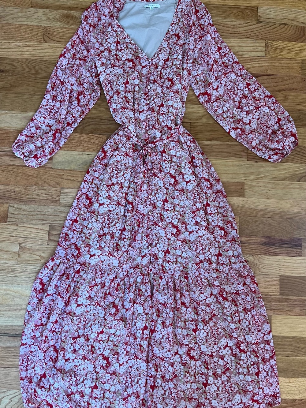 Z Supply Red and White Floral Maxi Dress